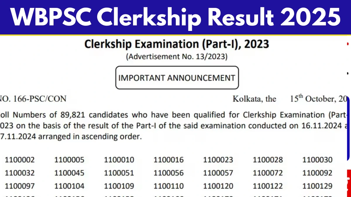 WBPSC Clerkship Result 2025